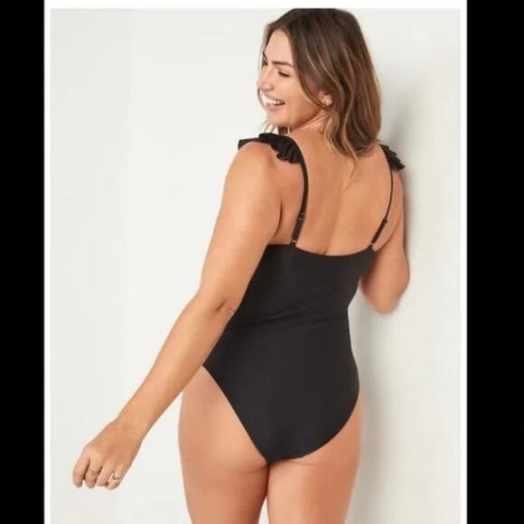 Old Navy Womens Square-Neck Ruffled Strap French-Cut One-Piece Swimsuit XXL NWT - Picture 2 of 12
